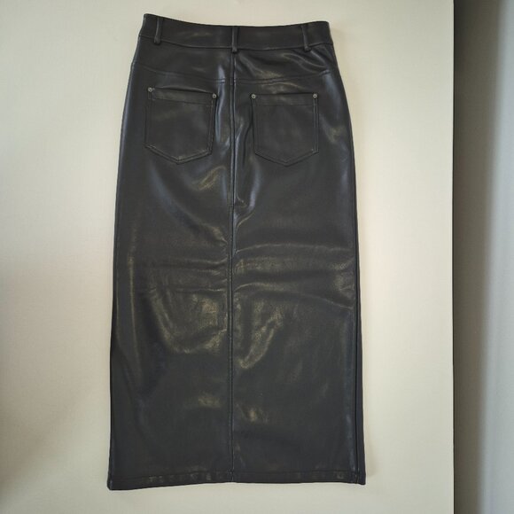 Black Midi Vegan leather Pencil Skirt - Picture 2 of 8